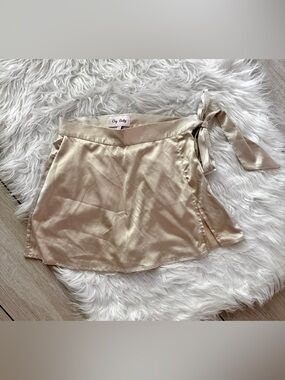 Cry Baby Satin Wrap Skirt — Champagne
